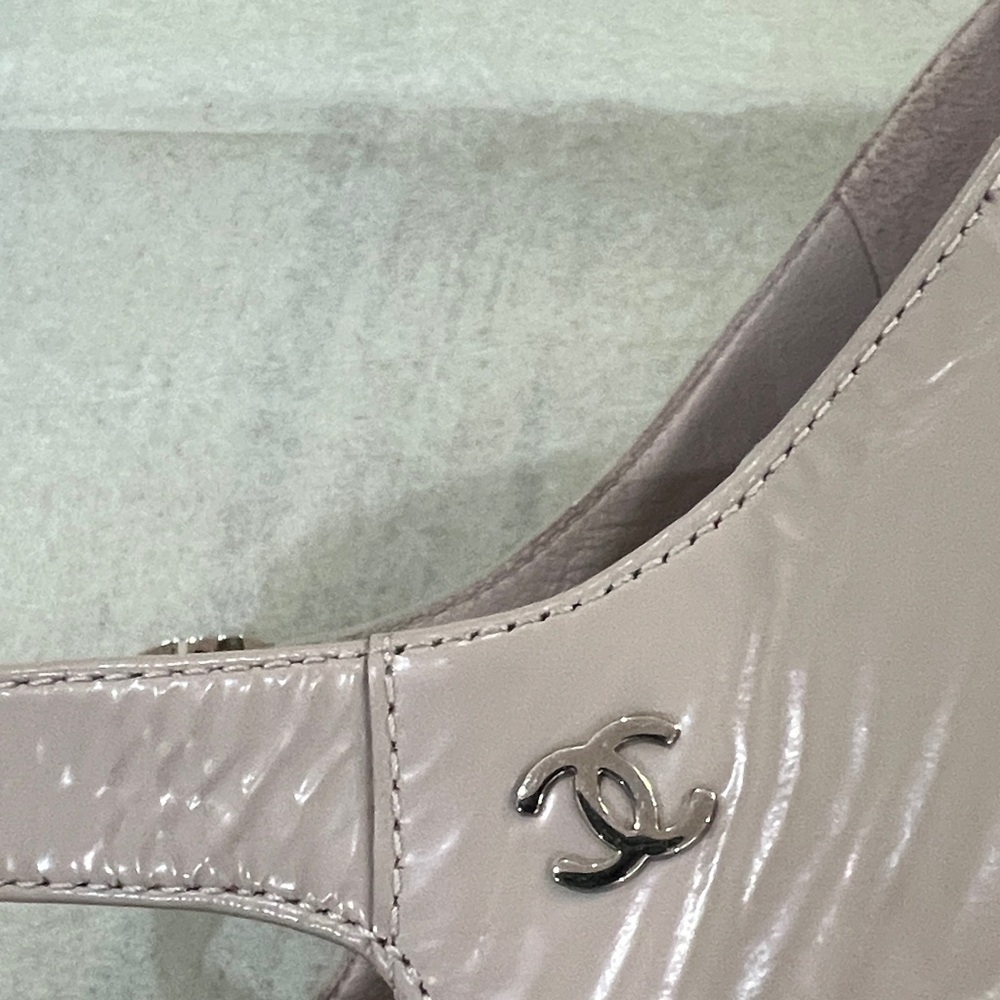 CHANEL Beige and Black Cap-Toe Mary Jane Heels - Picture 9 of 9